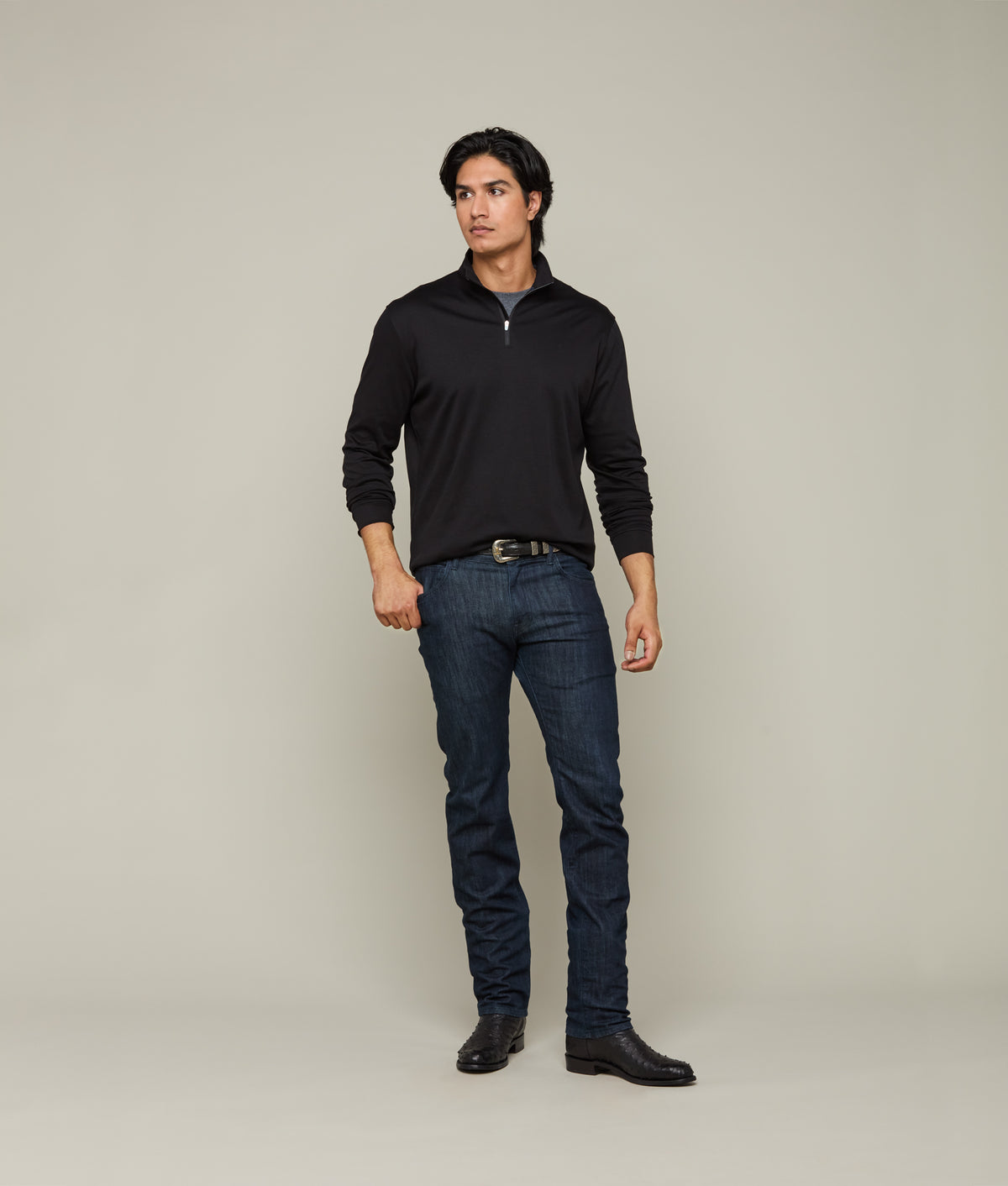 
        Lightweight Quarter Zip :: Black