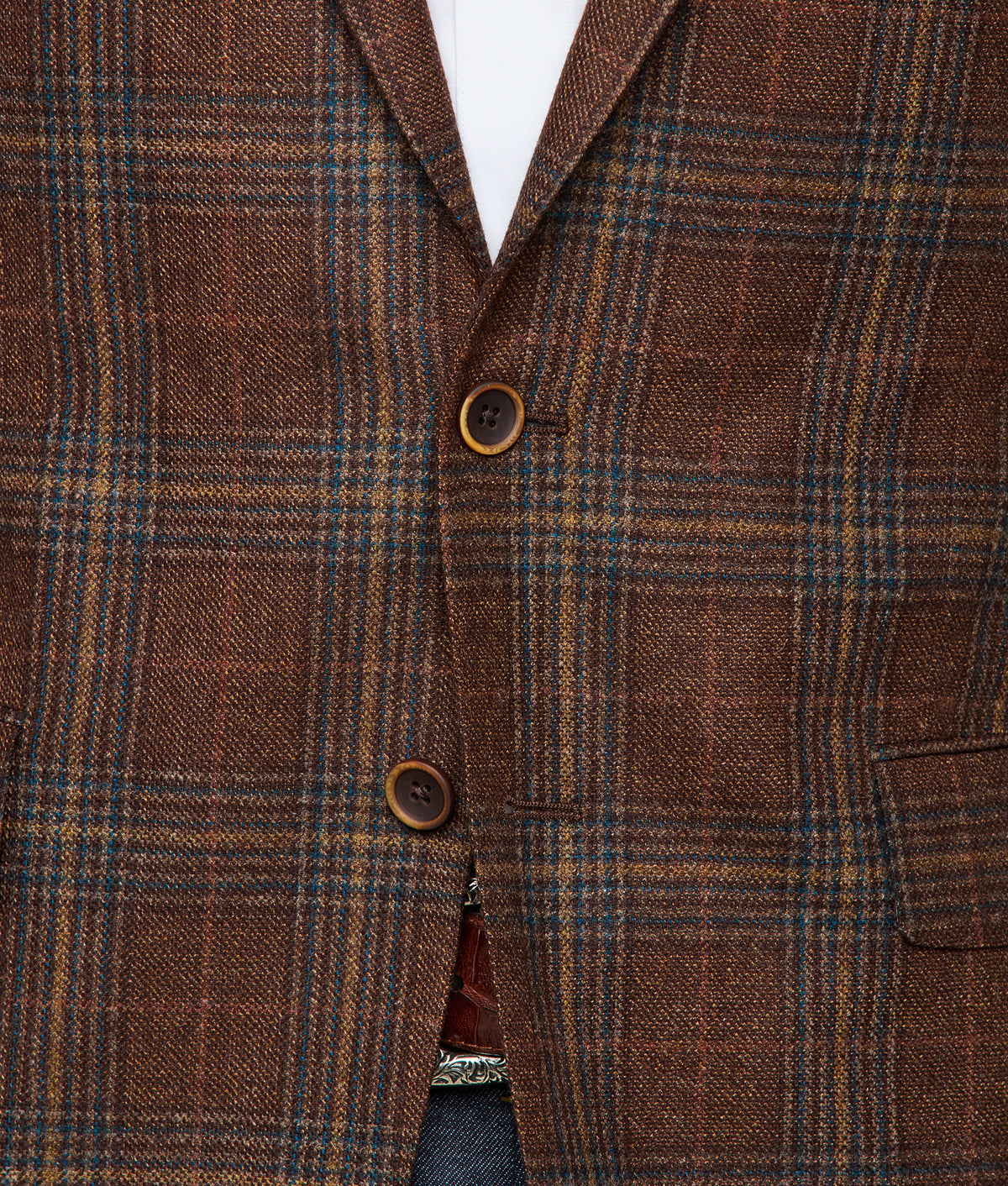 
        Lucchese Sport Coat :: Brown Tan/Teal Plaid