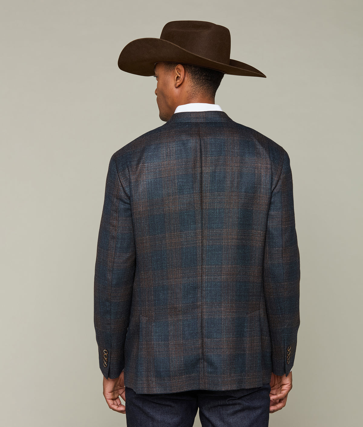 
        Lucchese Sport Coat :: Teal/Brown Plaid