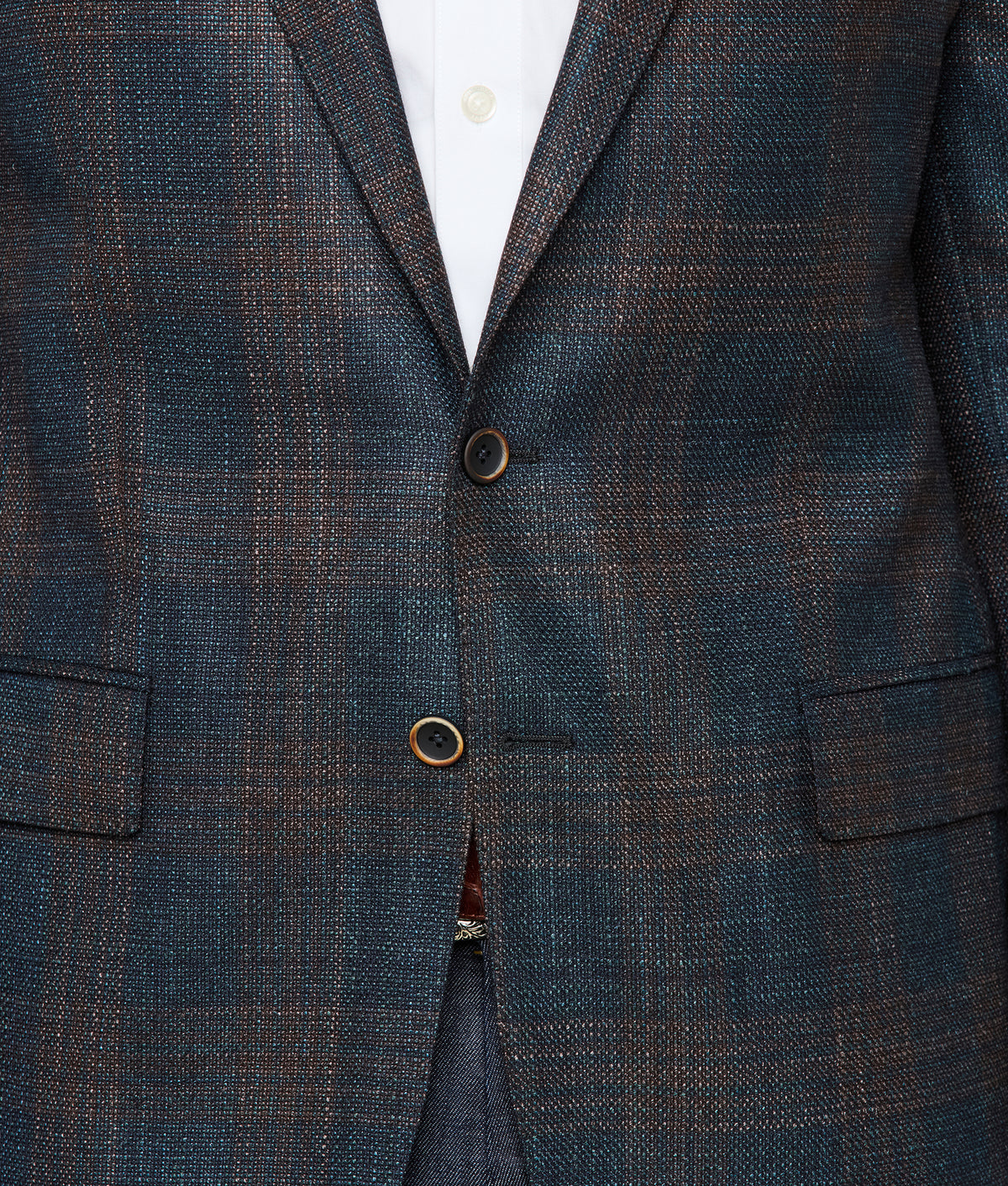 
        Lucchese Sport Coat :: Teal/Brown Plaid