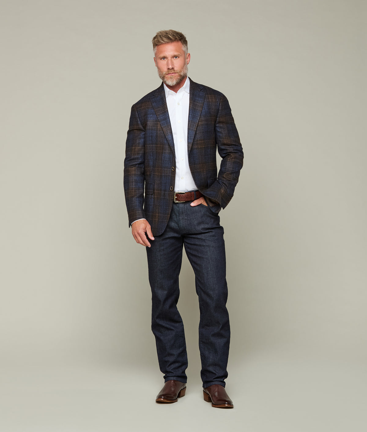 
    Lucchese Sport Coat :: Blue/Tan Plaid