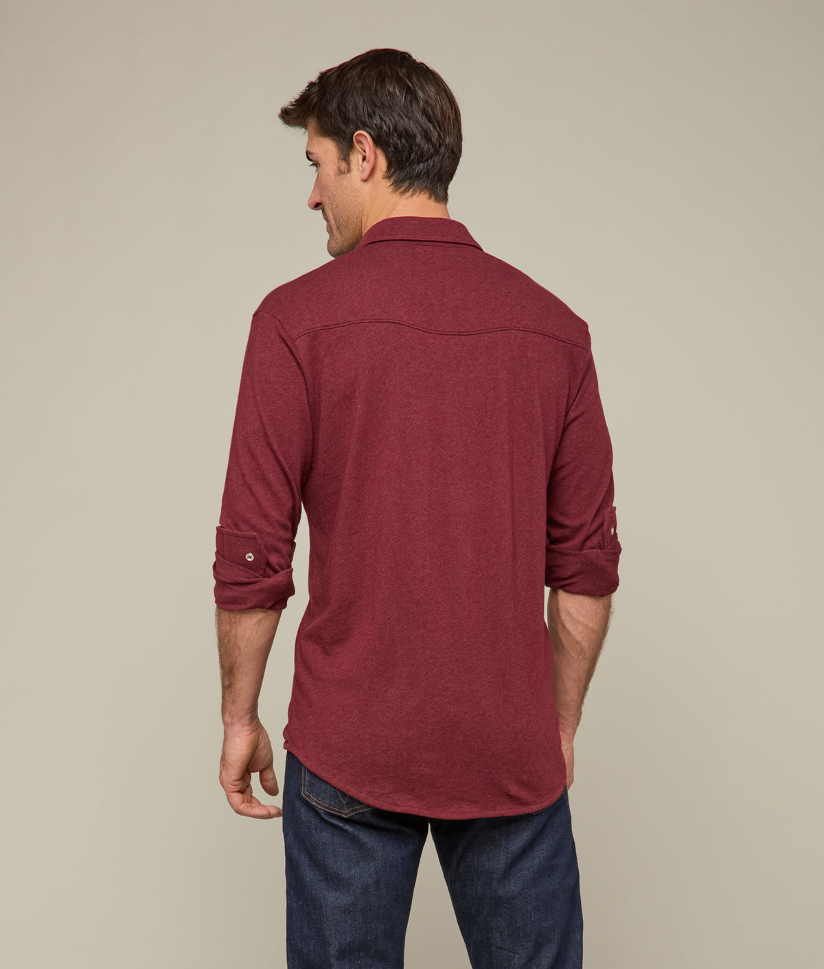 
        Long Sleeve Western Knit Top :: Heathered Red Wine