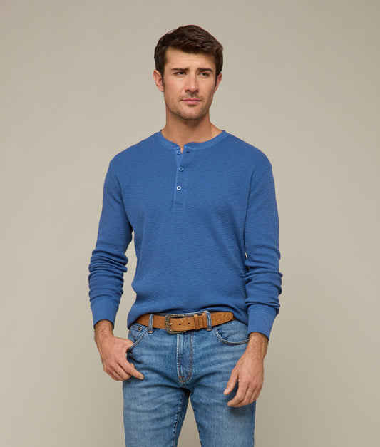 Waffle Henley :: Heathered Indigo