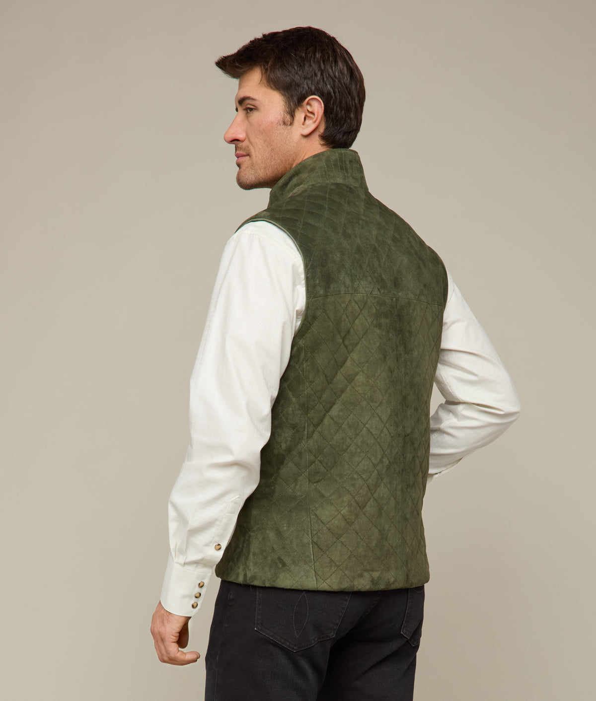 
        Quilted Suede Vest :: Loden