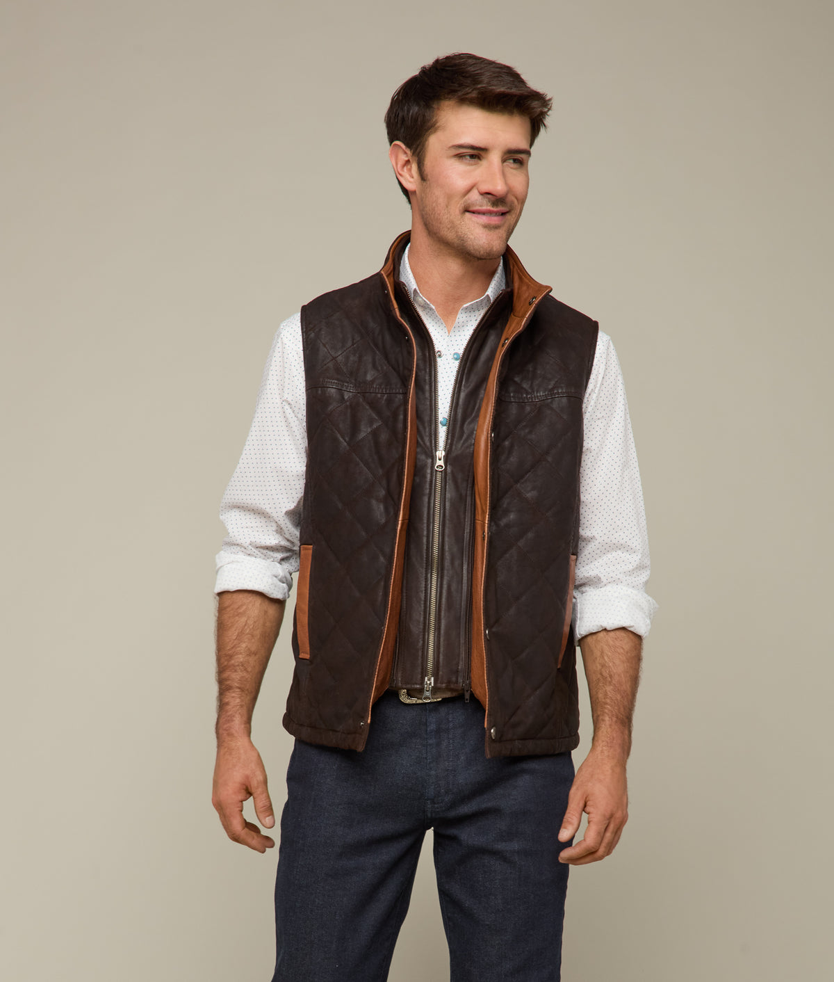 
        Waxed Suede Vest :: Espresso