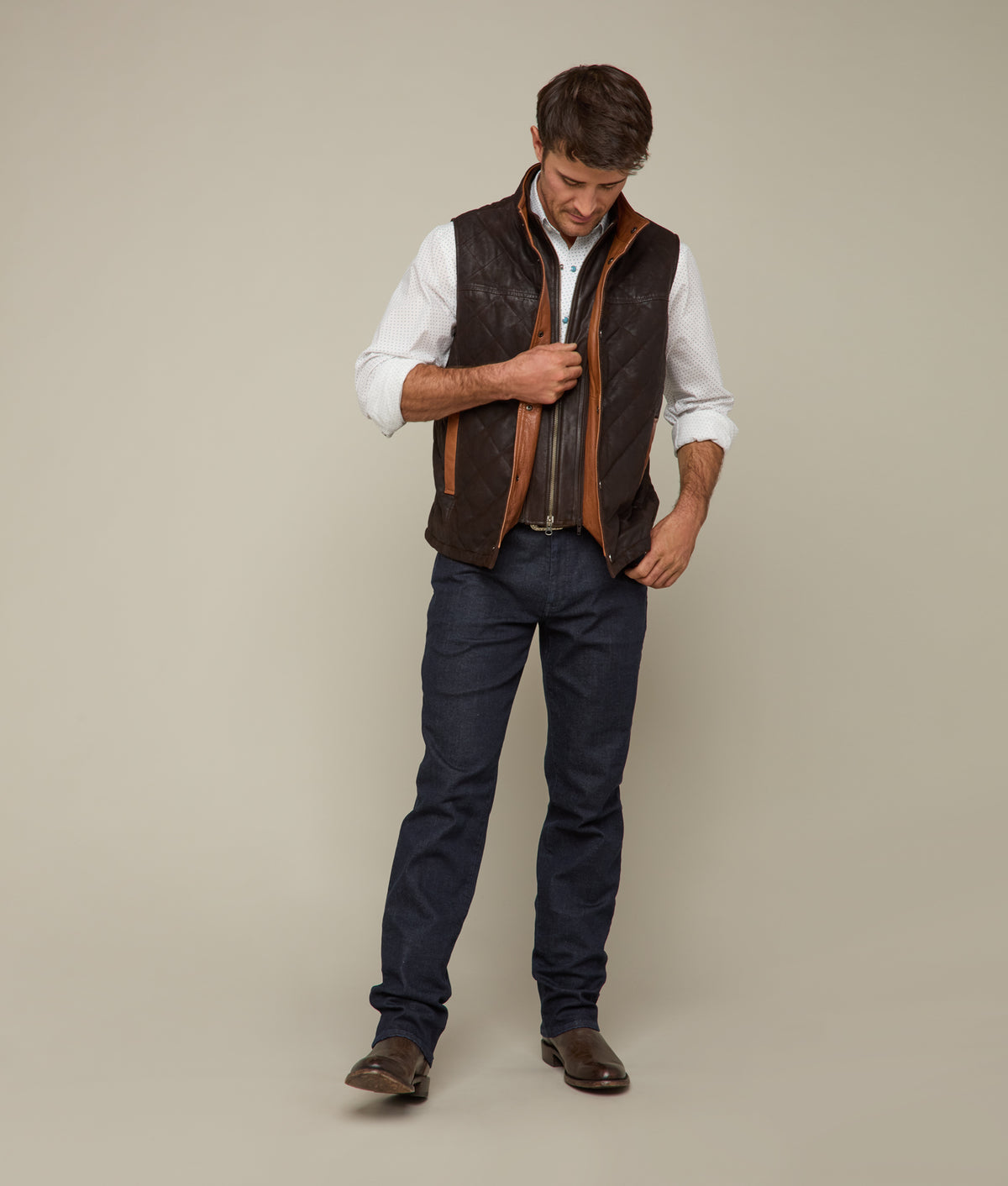 
        Waxed Suede Vest :: Espresso