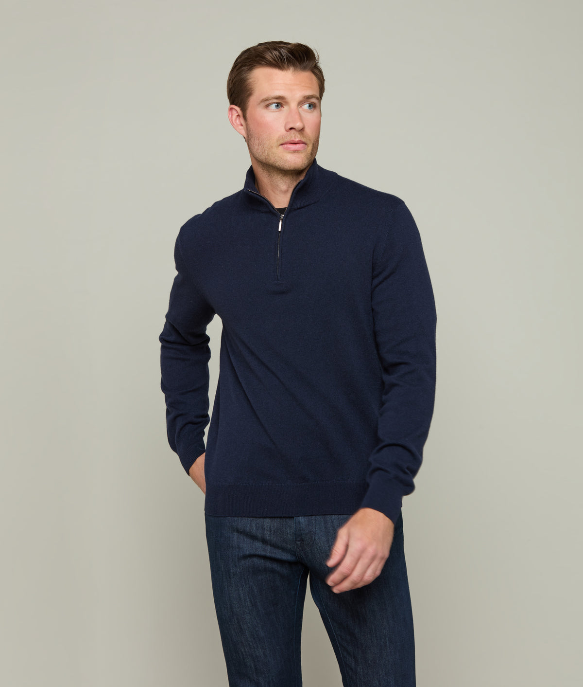 
    Men&#39;s Cashmere Quarter Zip :: Navy