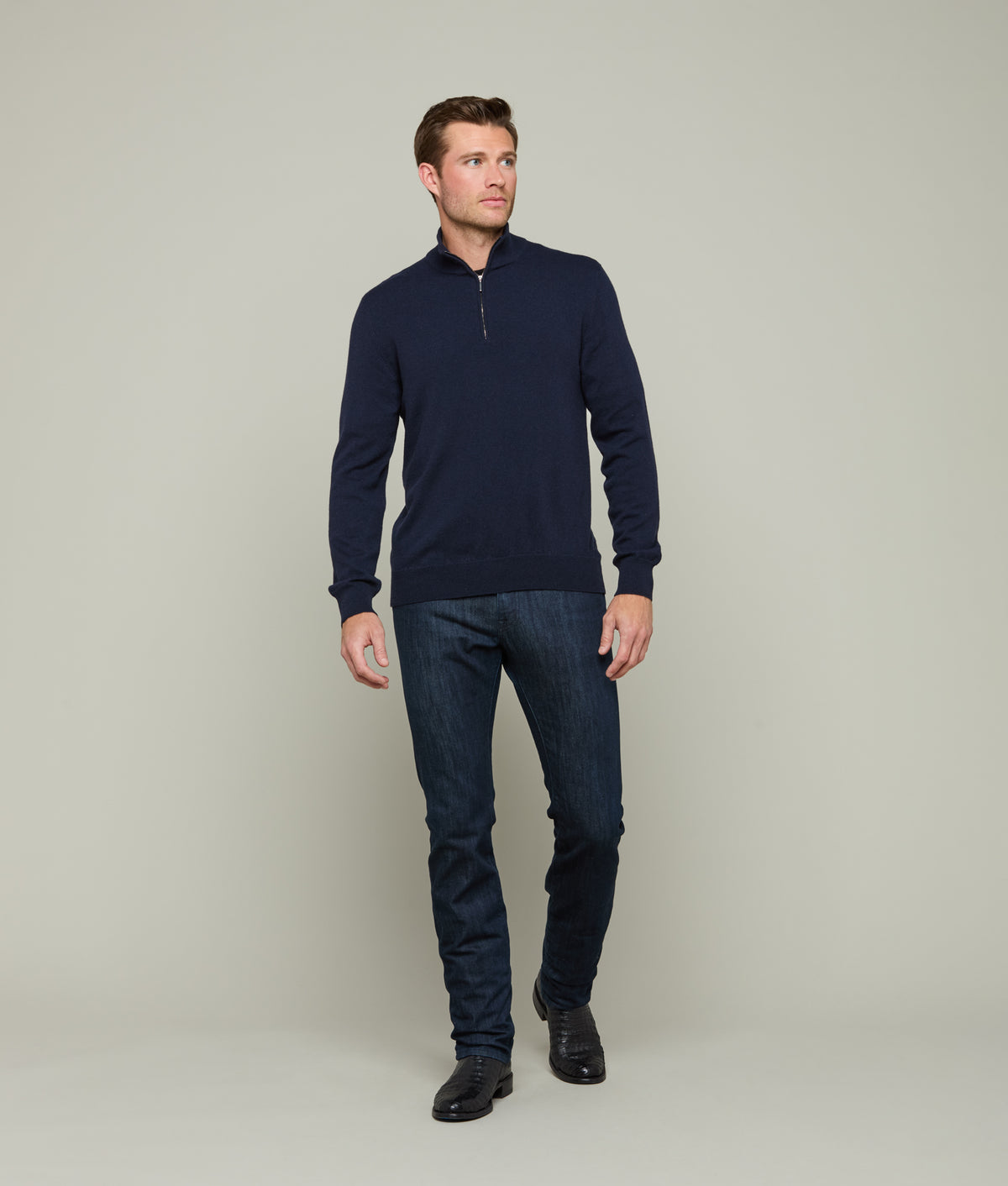 
    Men&#39;s Cashmere Quarter Zip :: Navy