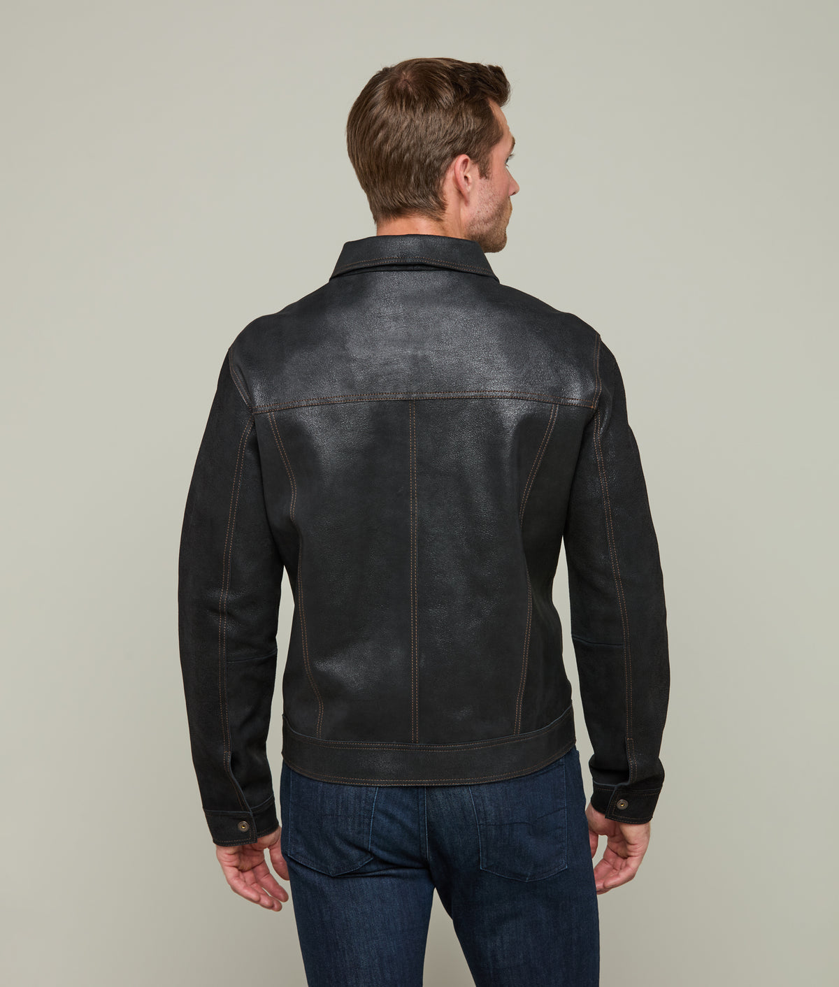 
    Leather Trucker Jacket :: Black