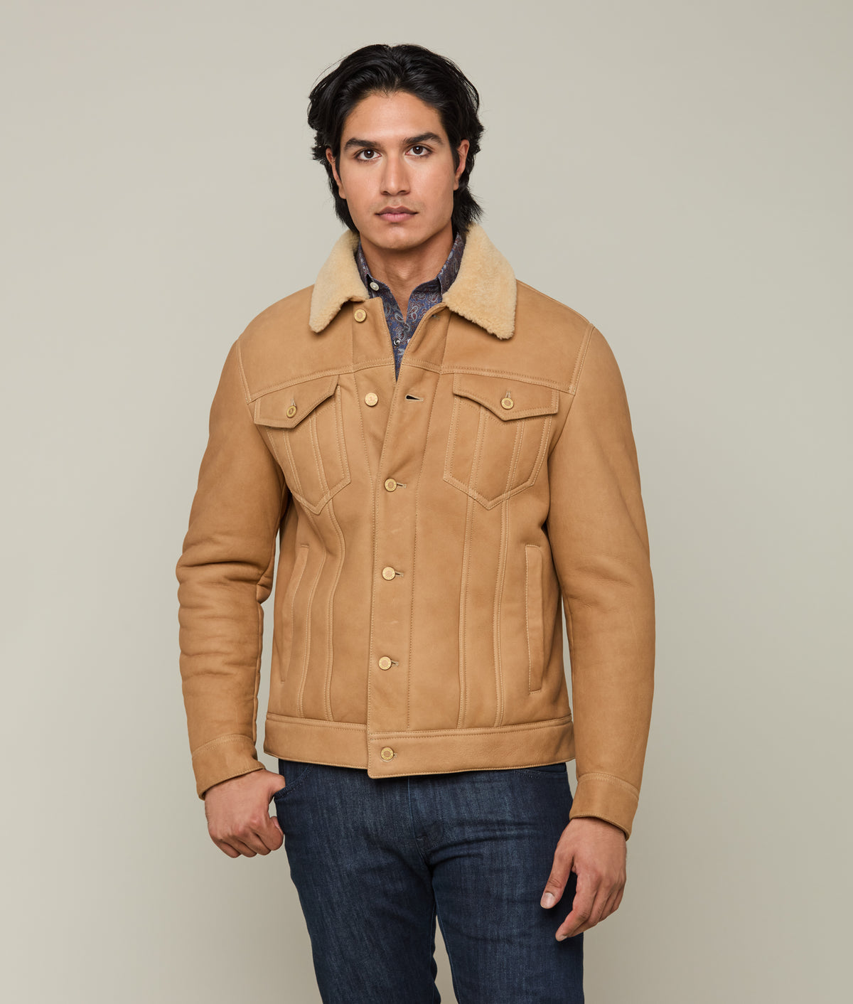 
    Kyle Shearling Trucker Jacket :: Natural