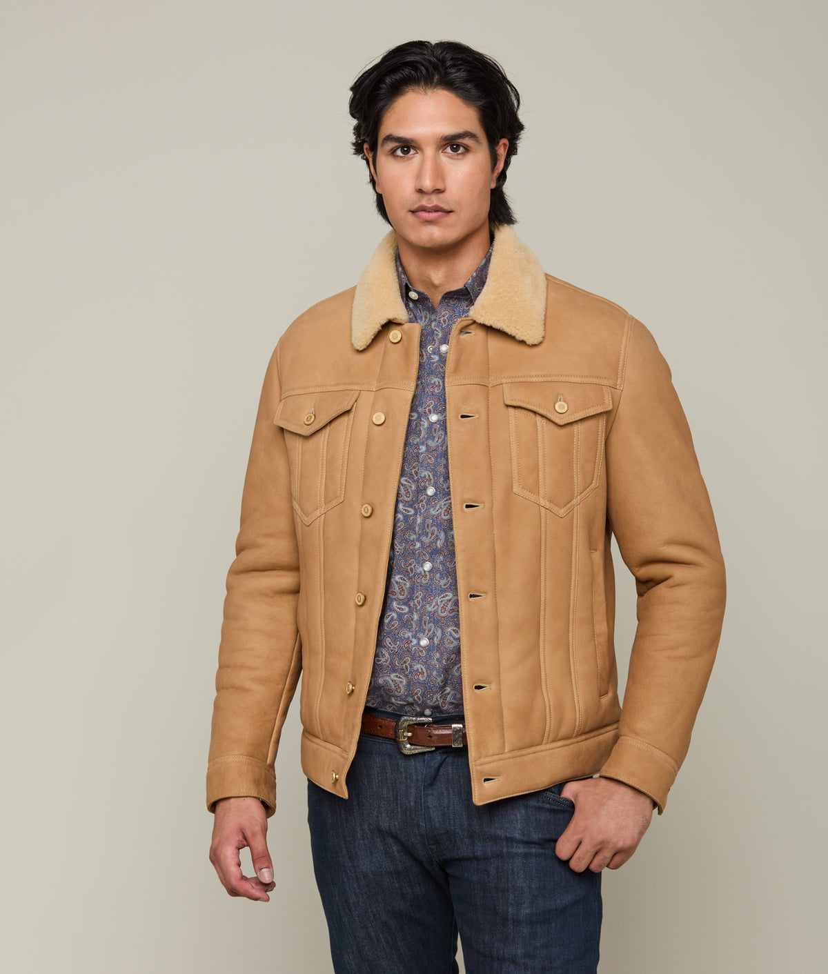 
    Kyle Shearling Trucker Jacket :: Natural