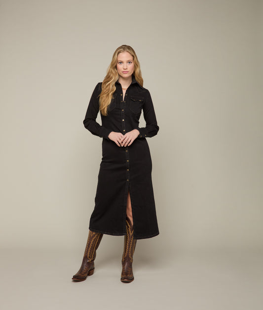 Long Denim Duster :: Black Denim