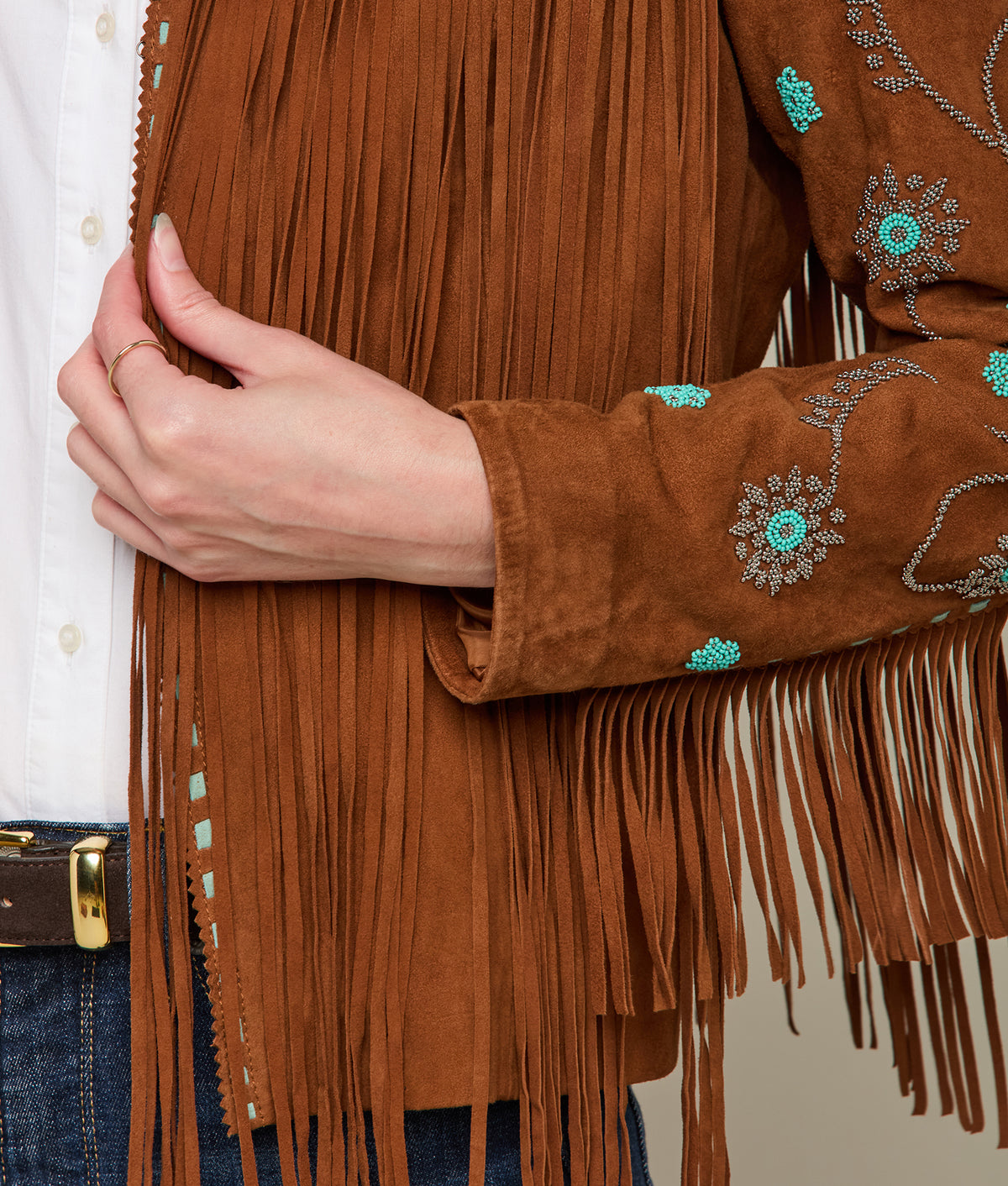 
    Beaded Fringe Jacket :: Brown