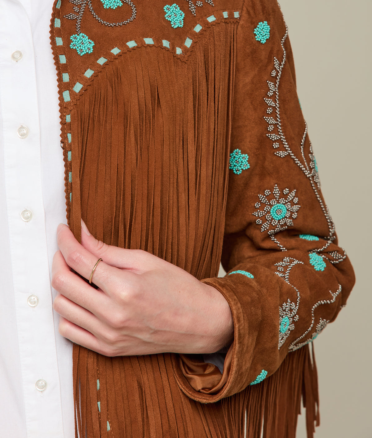 
    Beaded Fringe Jacket :: Brown