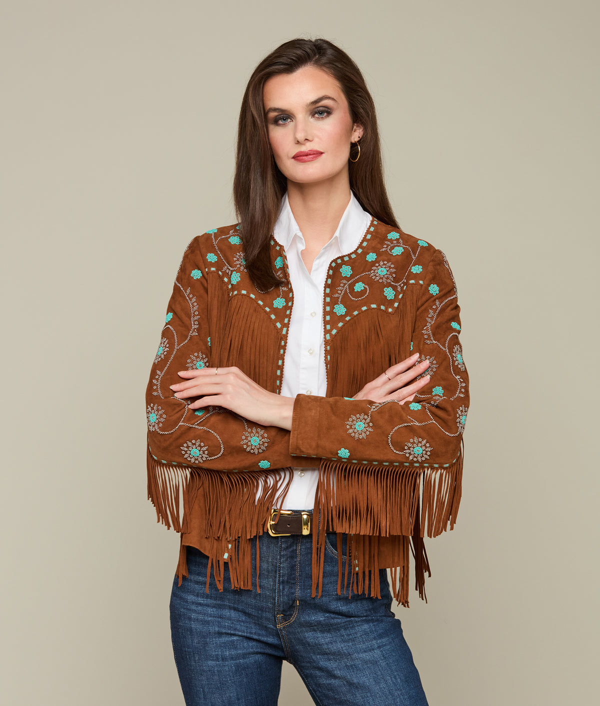 
    Beaded Fringe Jacket :: Brown