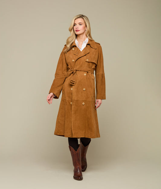 Suellen Suede Trench Coat :: Caramel