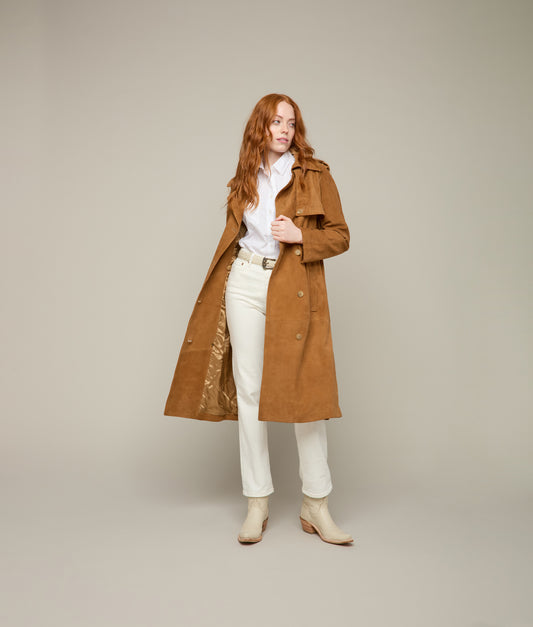 Suellen Suede Trench Coat :: Caramel