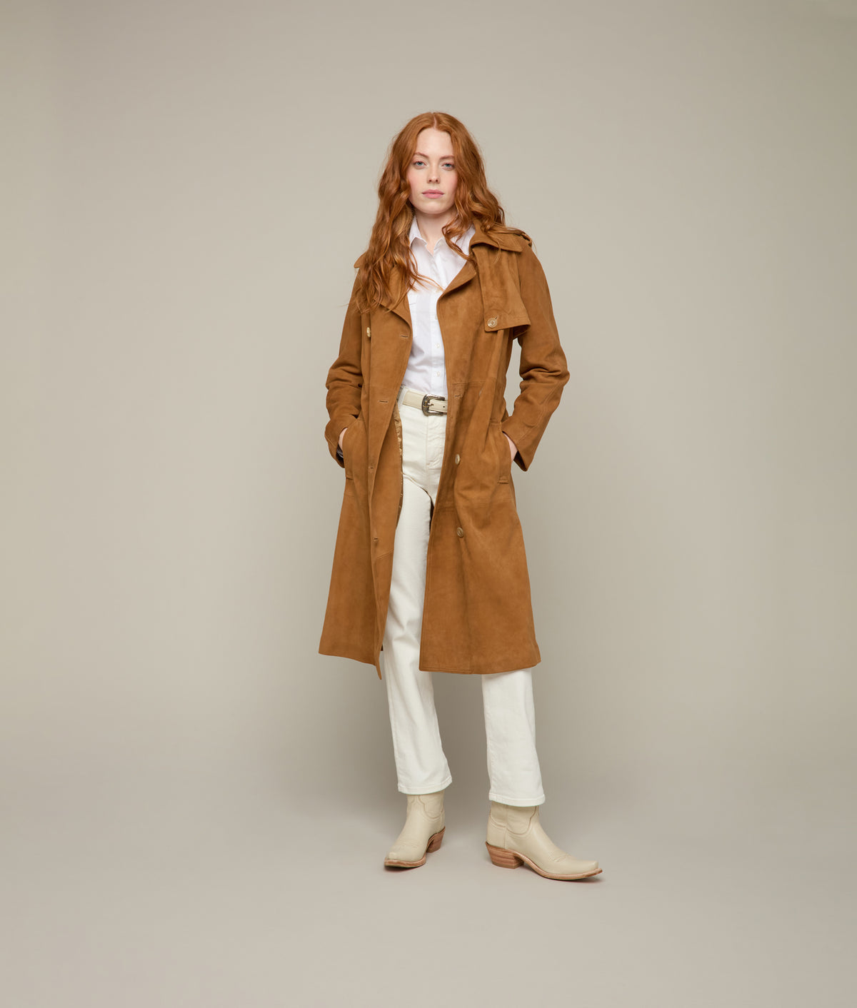 
        Suellen Suede Trench Coat :: Caramel