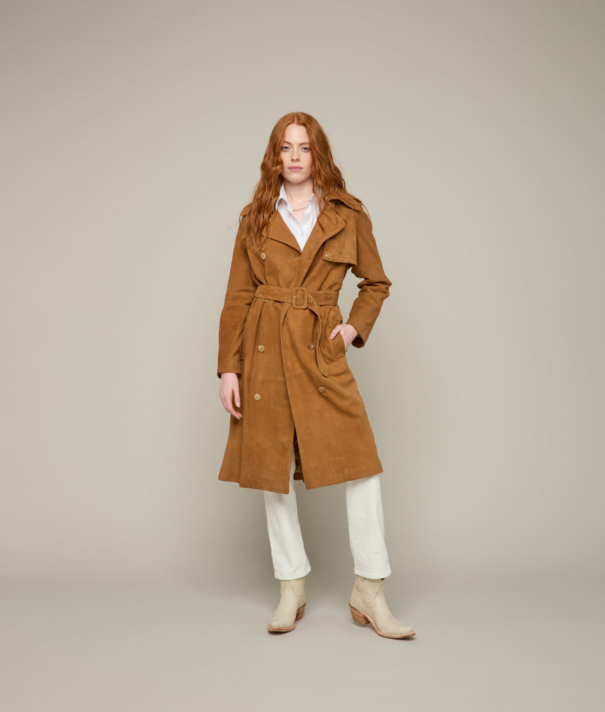 
        Suellen Suede Trench Coat :: Caramel