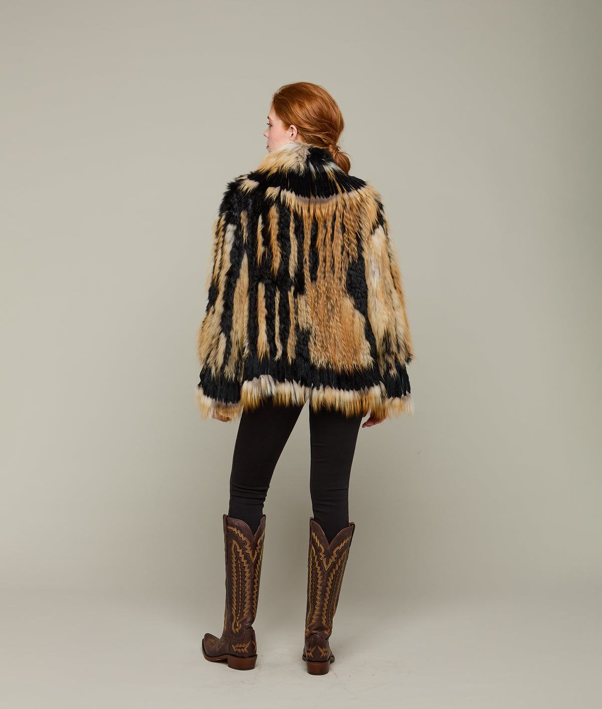 
    Knitted Raccoon Fringe Jacket :: Black