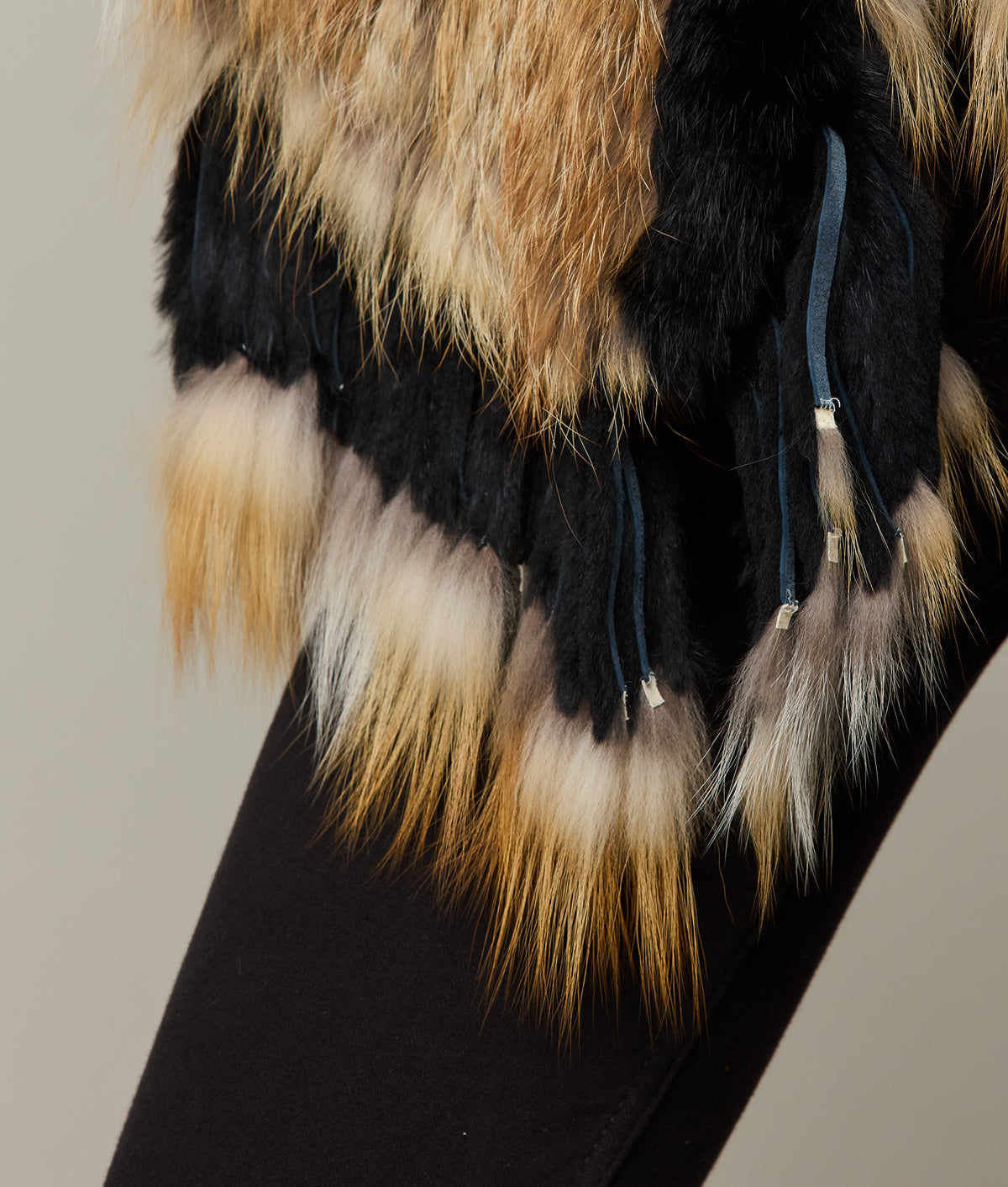 
    Knitted Raccoon Fringe Jacket :: Black