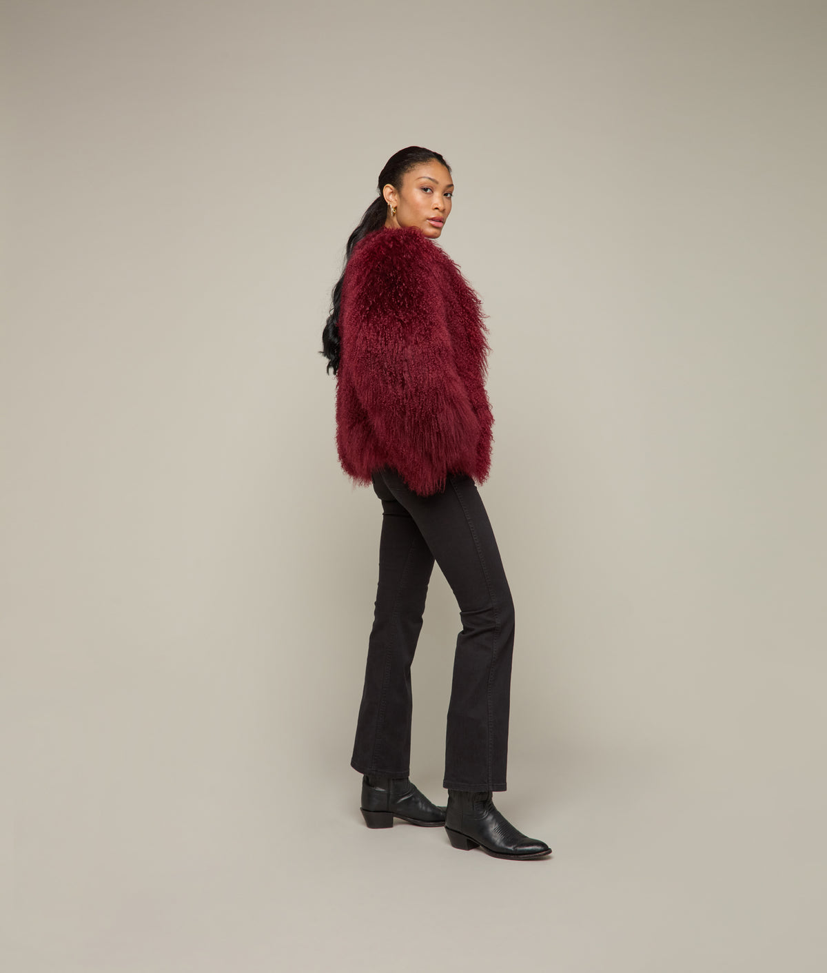 
    Curly Shearling Jacket :: Oxblood