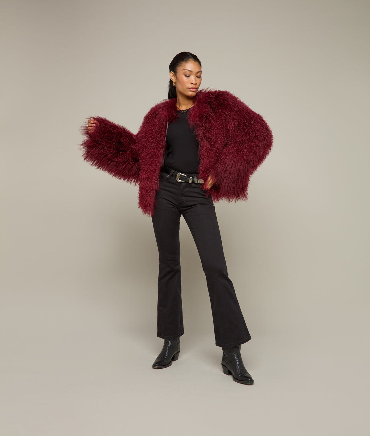 
    Curly Shearling Jacket :: Oxblood