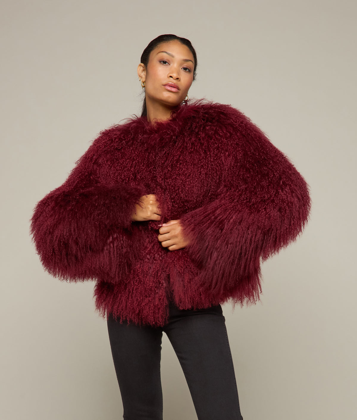 
    Curly Shearling Jacket :: Oxblood