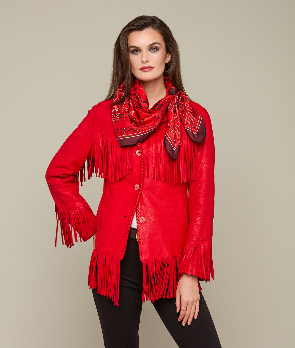 
    Mirrored L Scarf :: Red/Burgundy