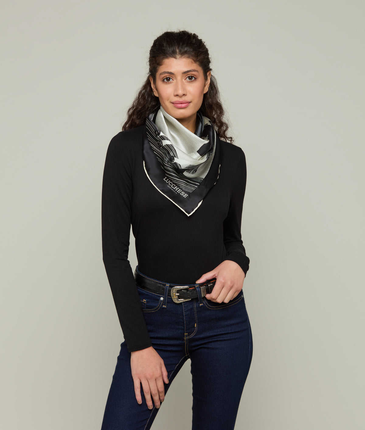 
    Quarter Horse Silk Scarf :: Black