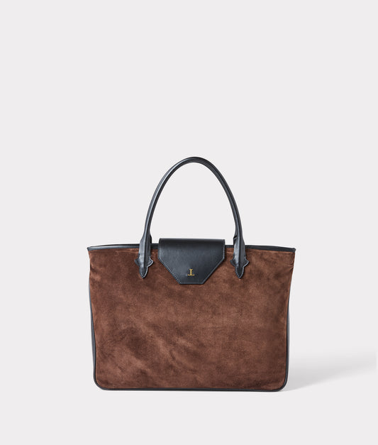 Large Roma Suede Tote :: Brown