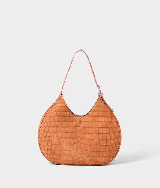 Large Heidi Exotic Hobo Bag :: Cognac