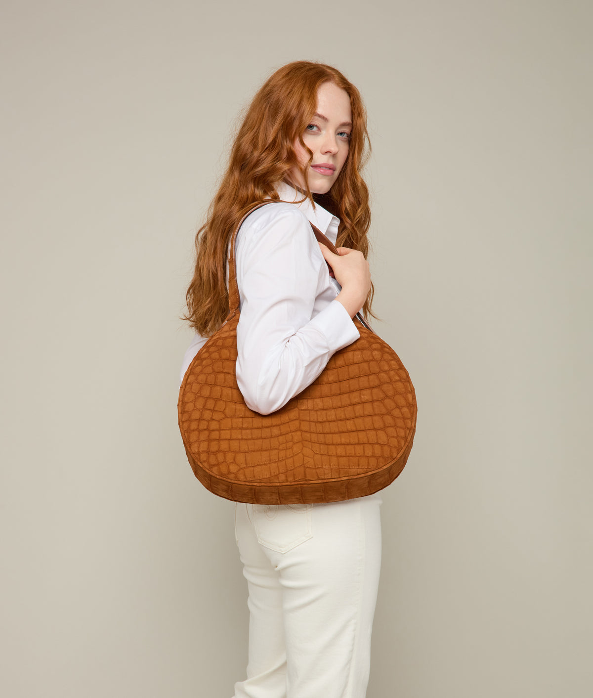 
        Large Heidi Exotic Hobo Bag :: Cognac