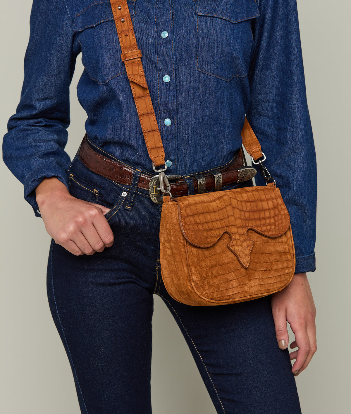 
        Lainey Exotic Crossbody :: Cognac