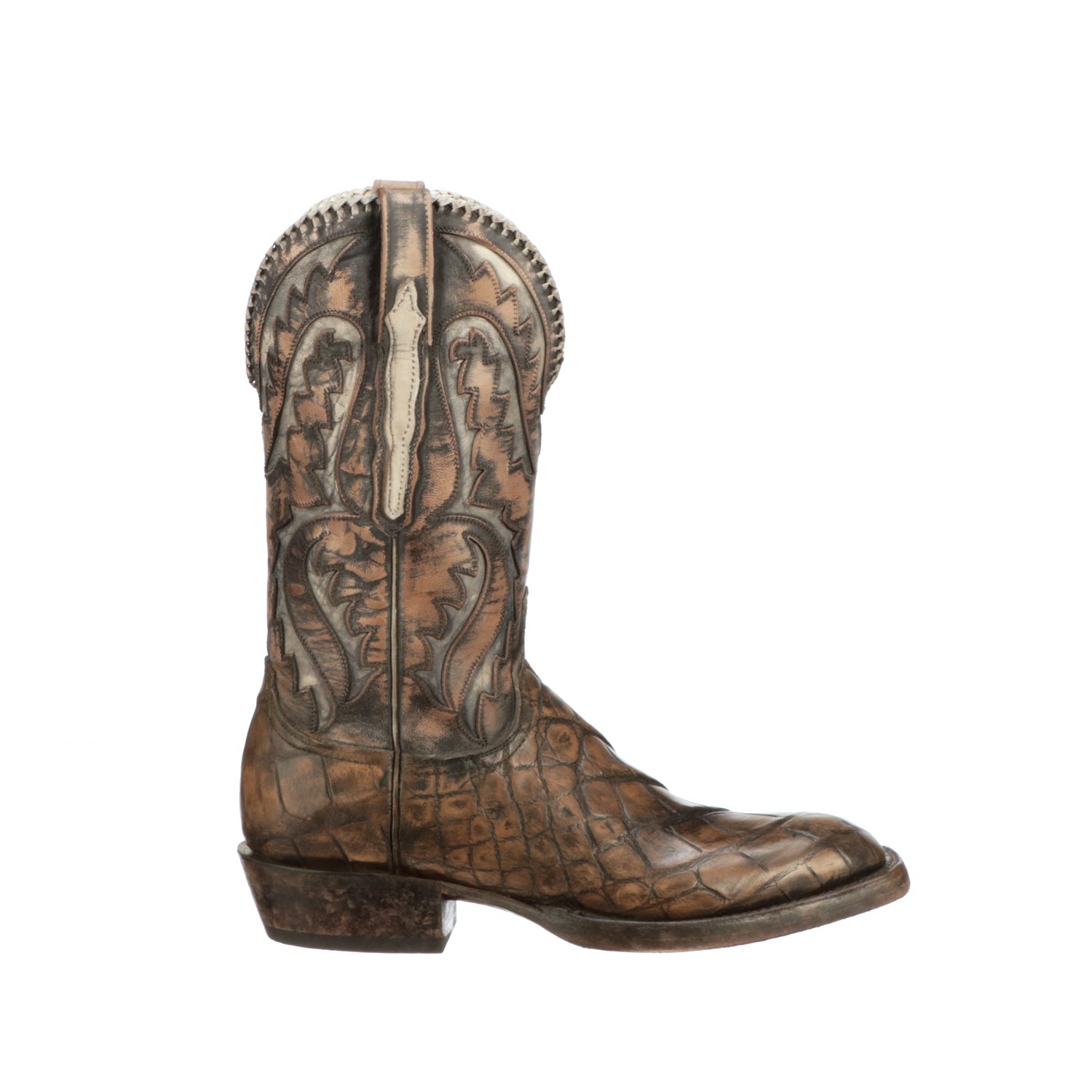 Lucchese | Mirrored-L Dress Sock :: Brown L