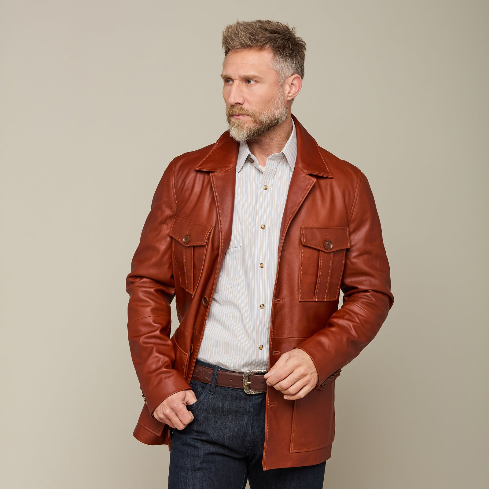 Men's Leather Puffer Jacket - Lucchese