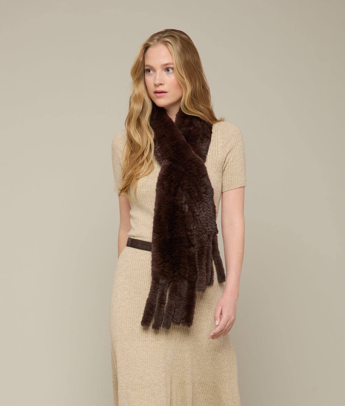 
        Rabbit Fur Scarf :: Brown