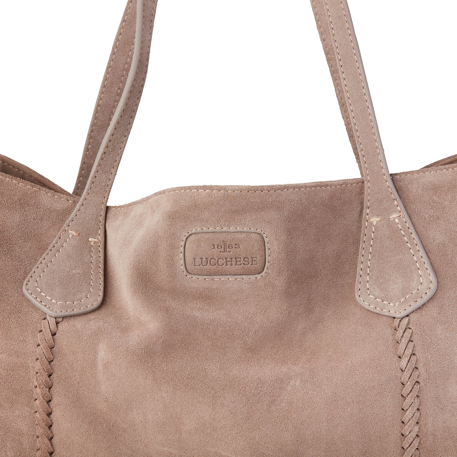 SUEDE TOTE BAG - taupe brown
