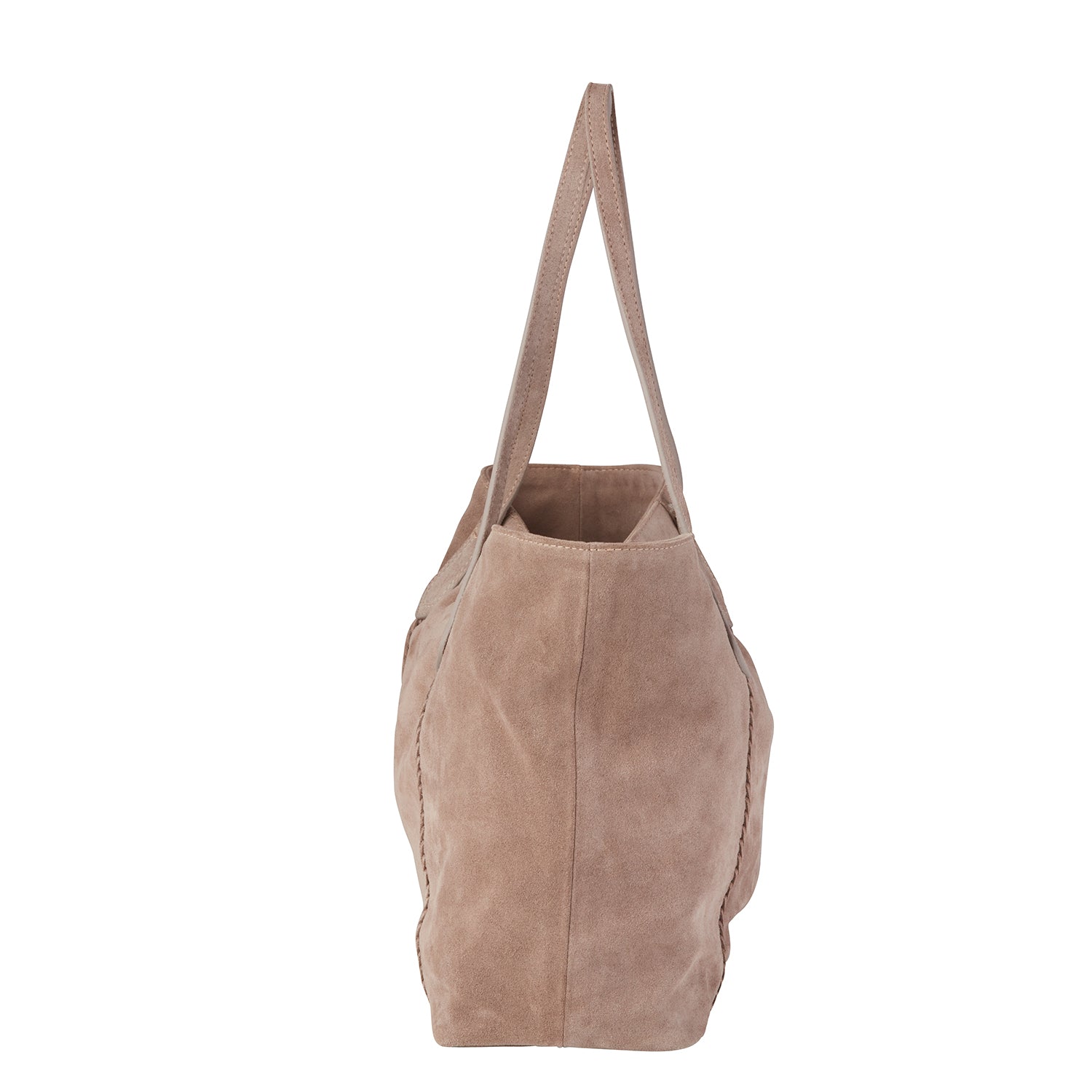 SUEDE TOTE BAG - taupe brown