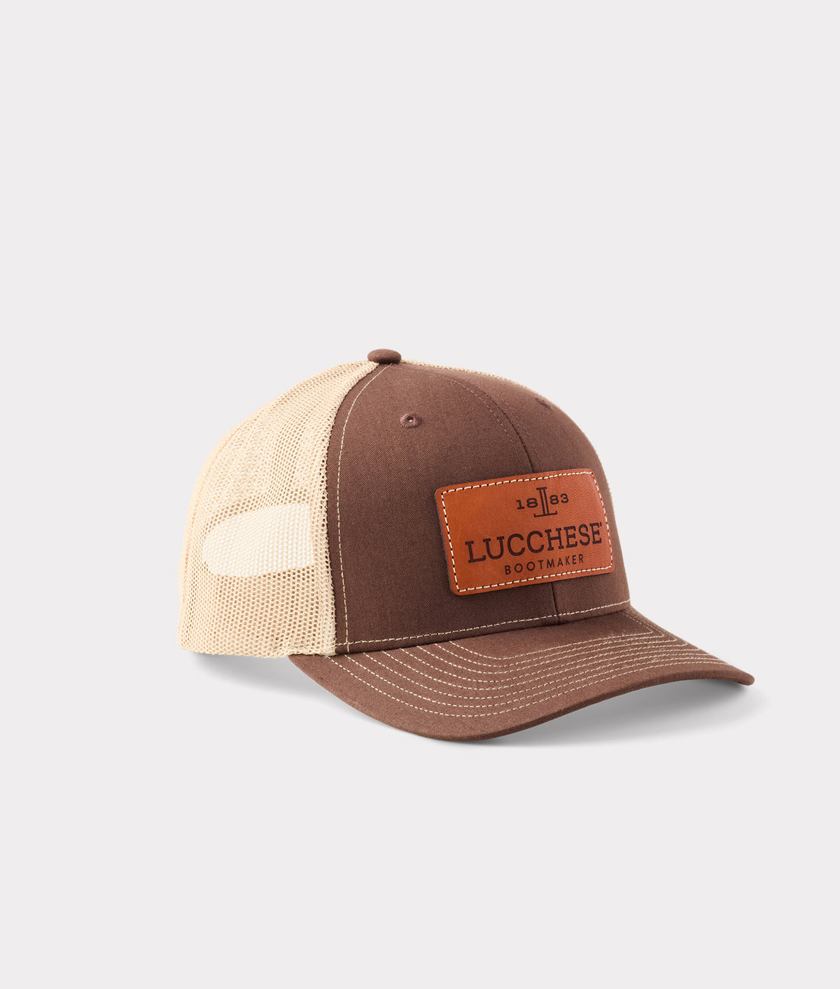 
    Leather Patch Cap :: Brown + Khaki