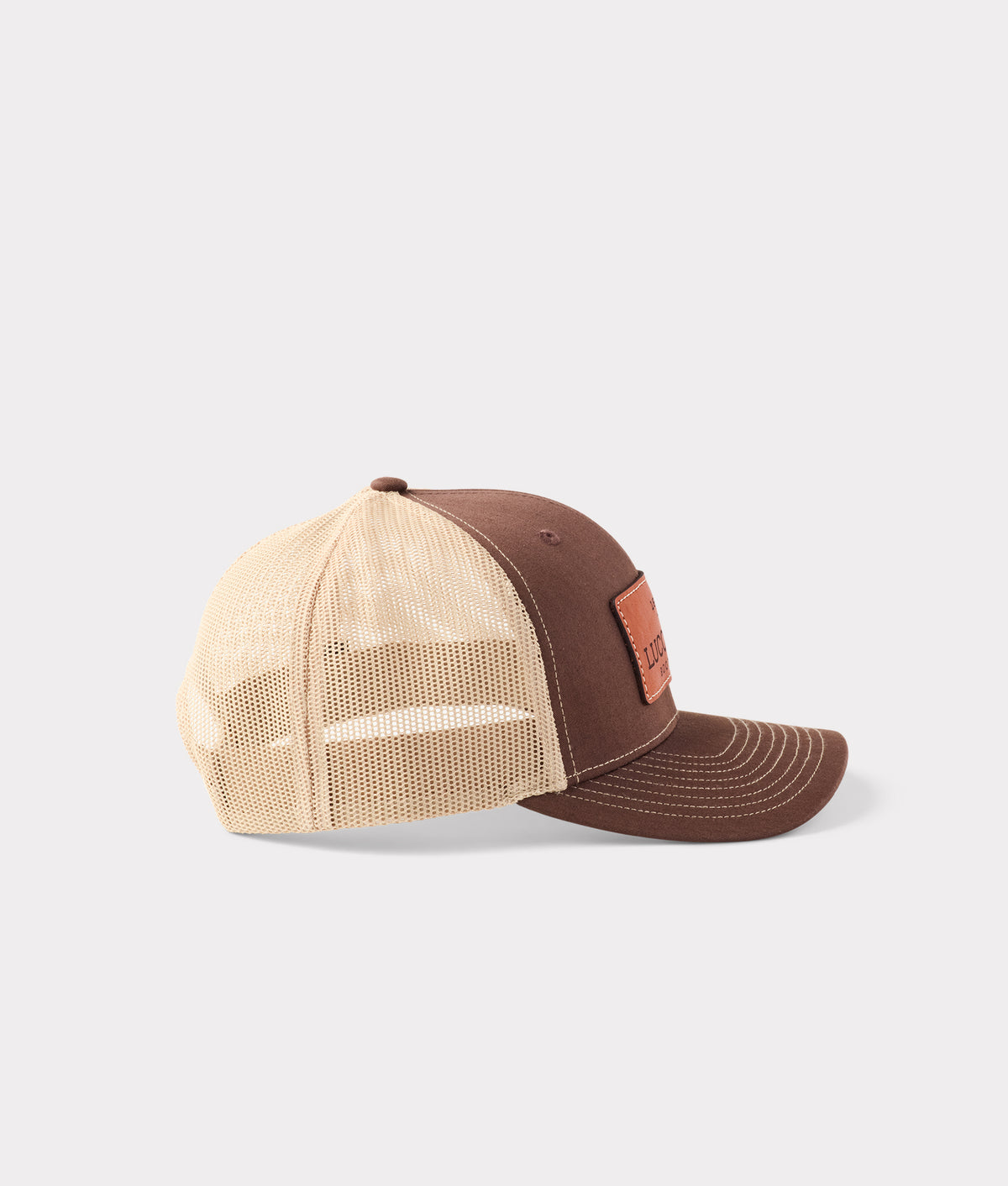 
    Leather Patch Cap :: Brown + Khaki