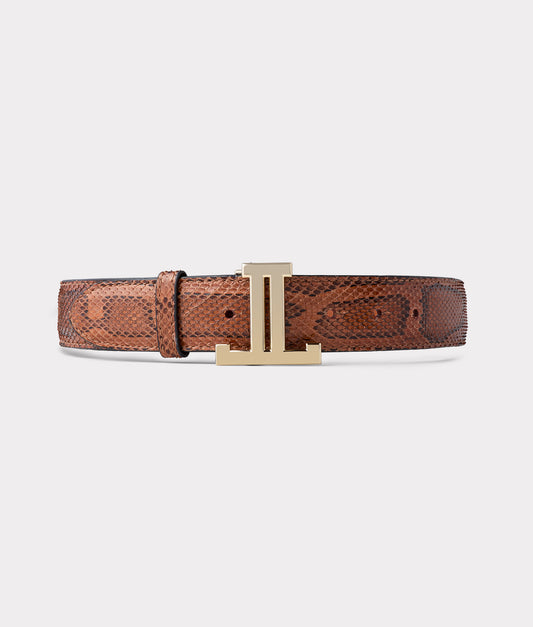 Women's Exotic Mirrored L Belt :: Amber