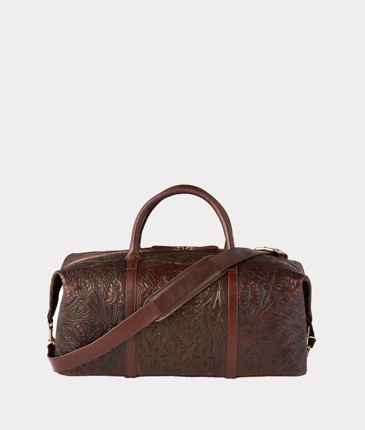 
    Hand-Tooled Duffle :: Brown