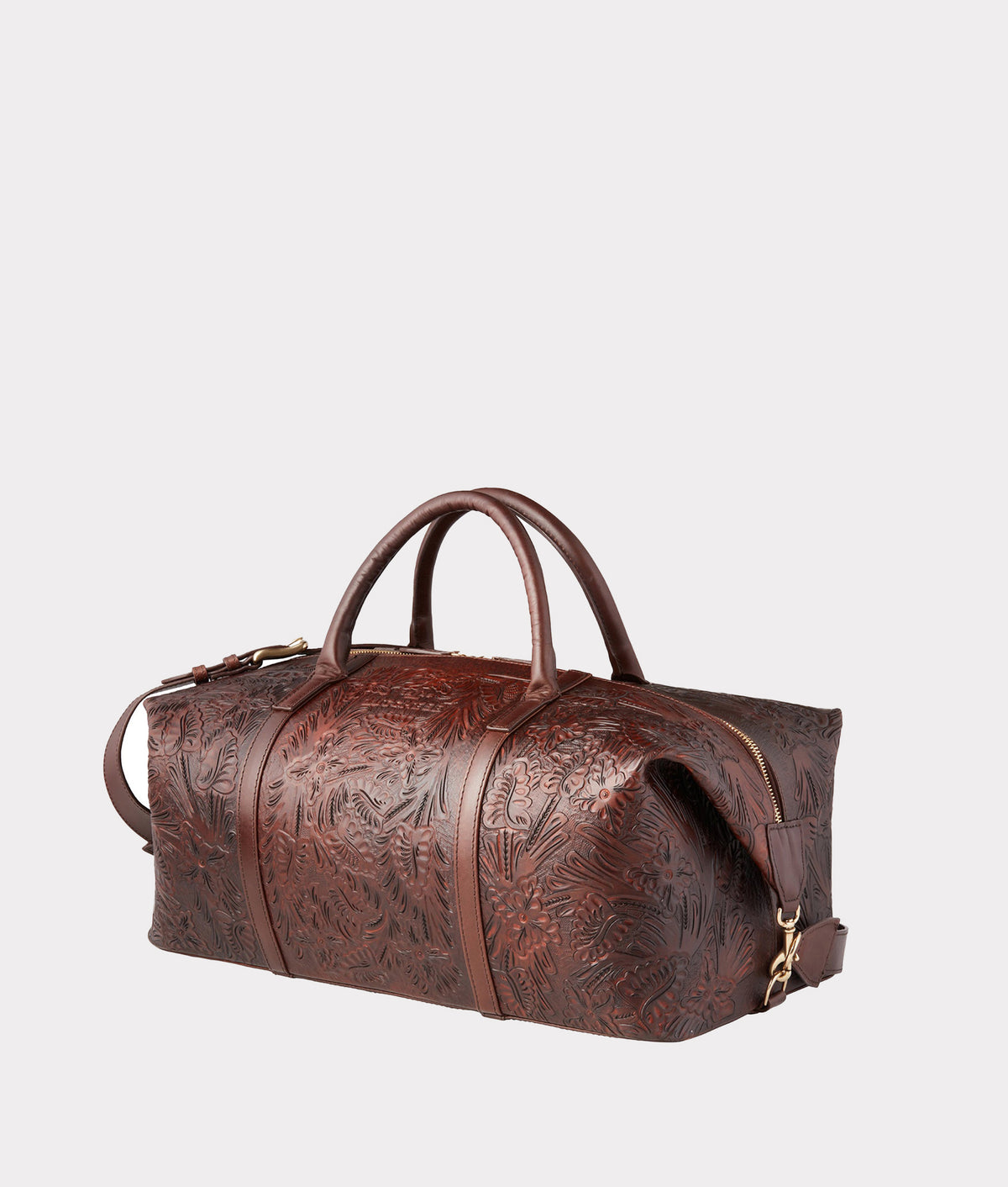 
    Hand-Tooled Duffle :: Brown