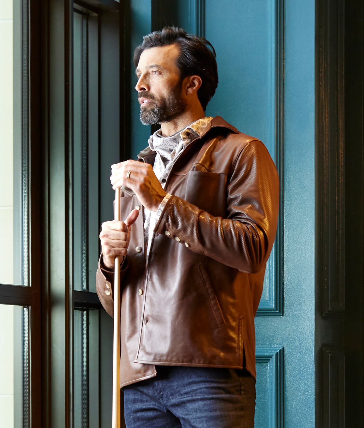 
    Perforated Lightweight Lambskin Jacket :: Whiskey