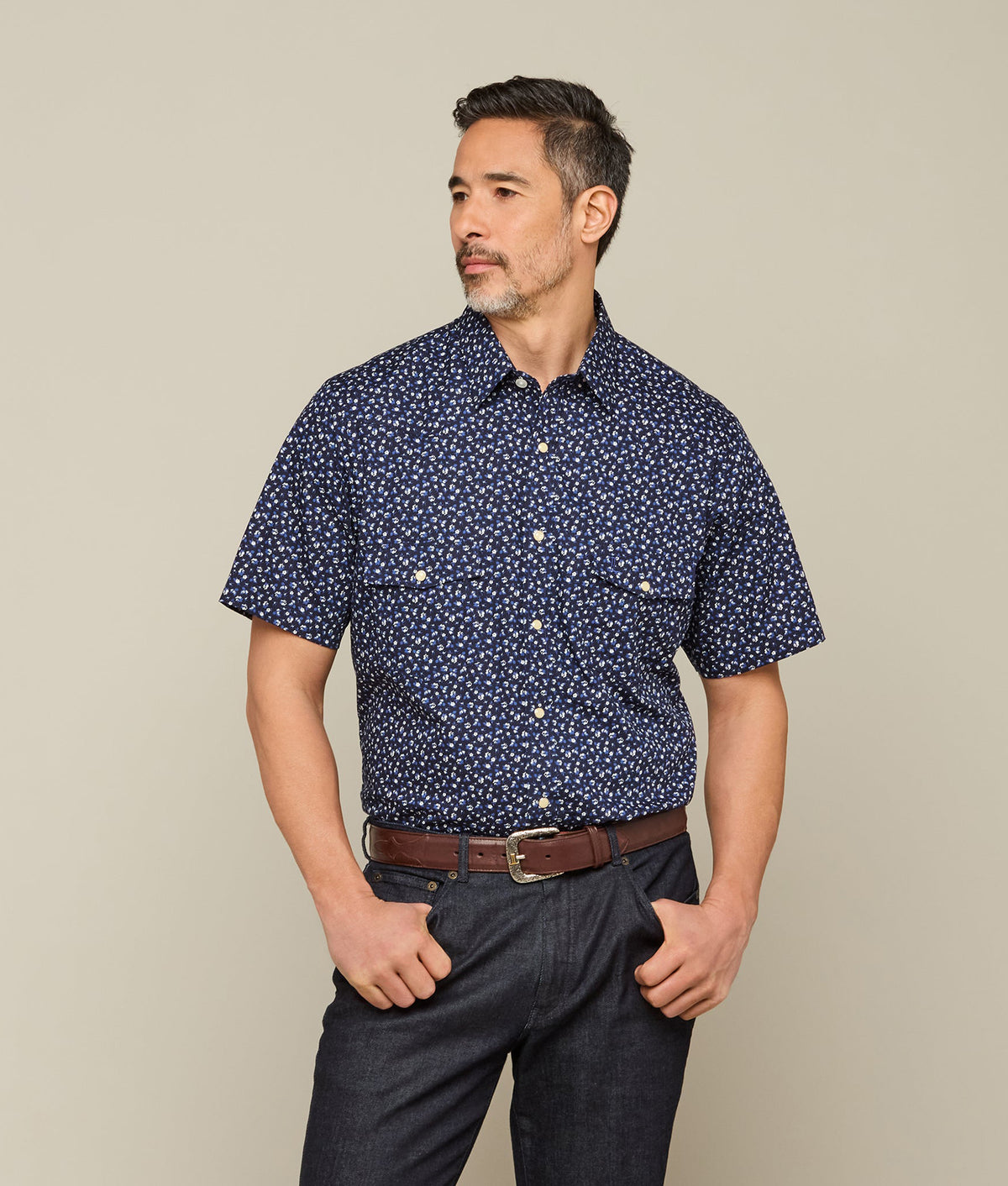 
        Austin :: Blue On Navy Floral Print