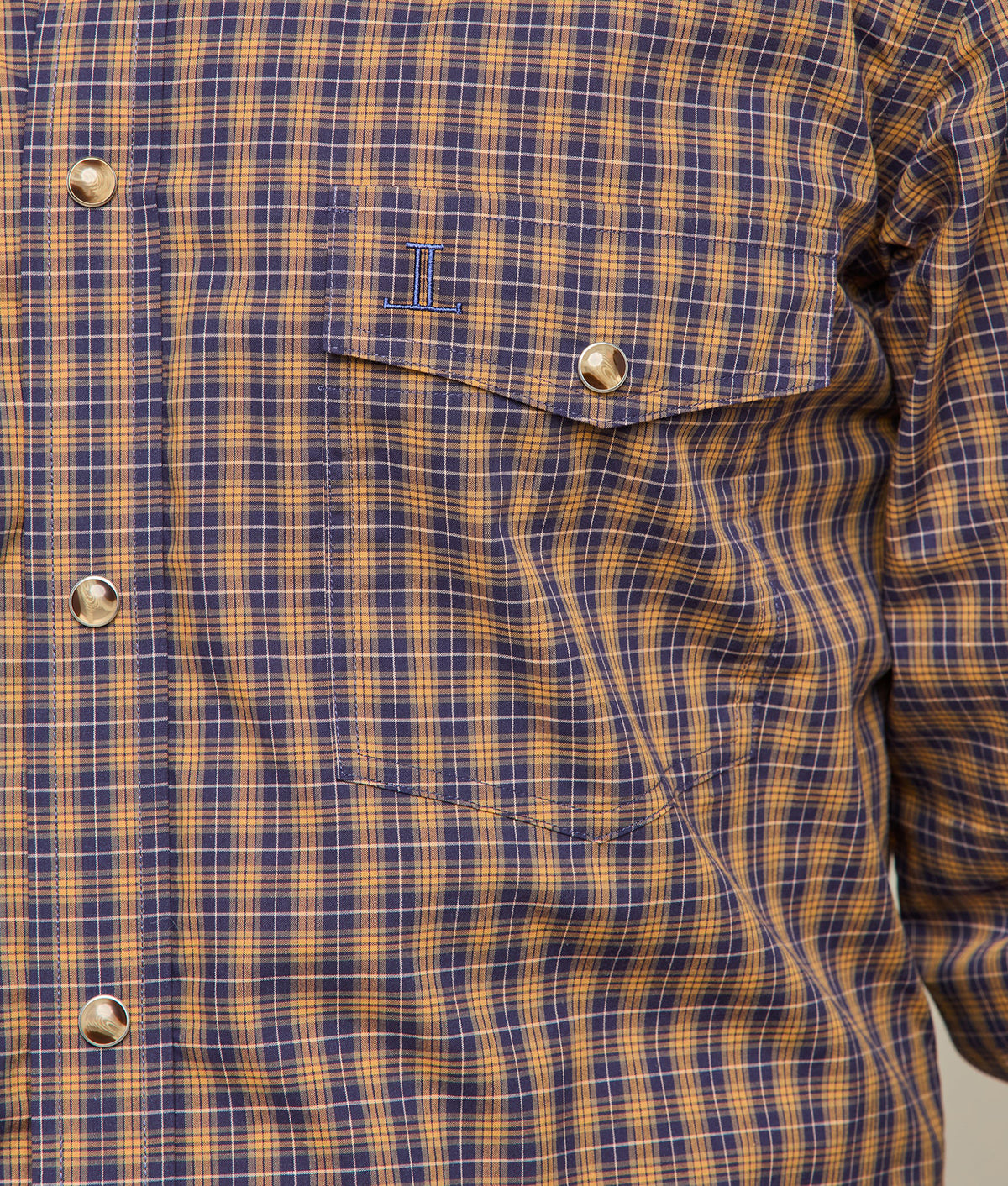 
        El Paso Plaids :: Navy And Mustard Mini Check