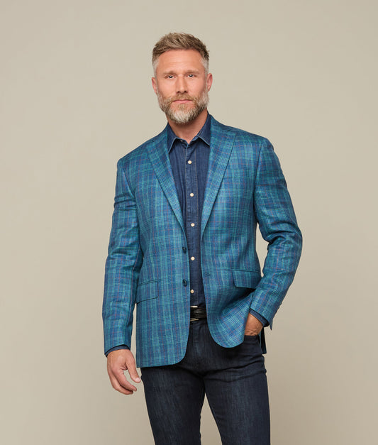 Lucchese Sport Coat :: Blue/Green/Red Plaid