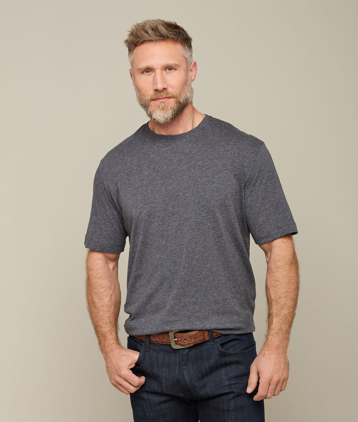 
        Lucchese Pima Cotton Tee :: Grey Melange