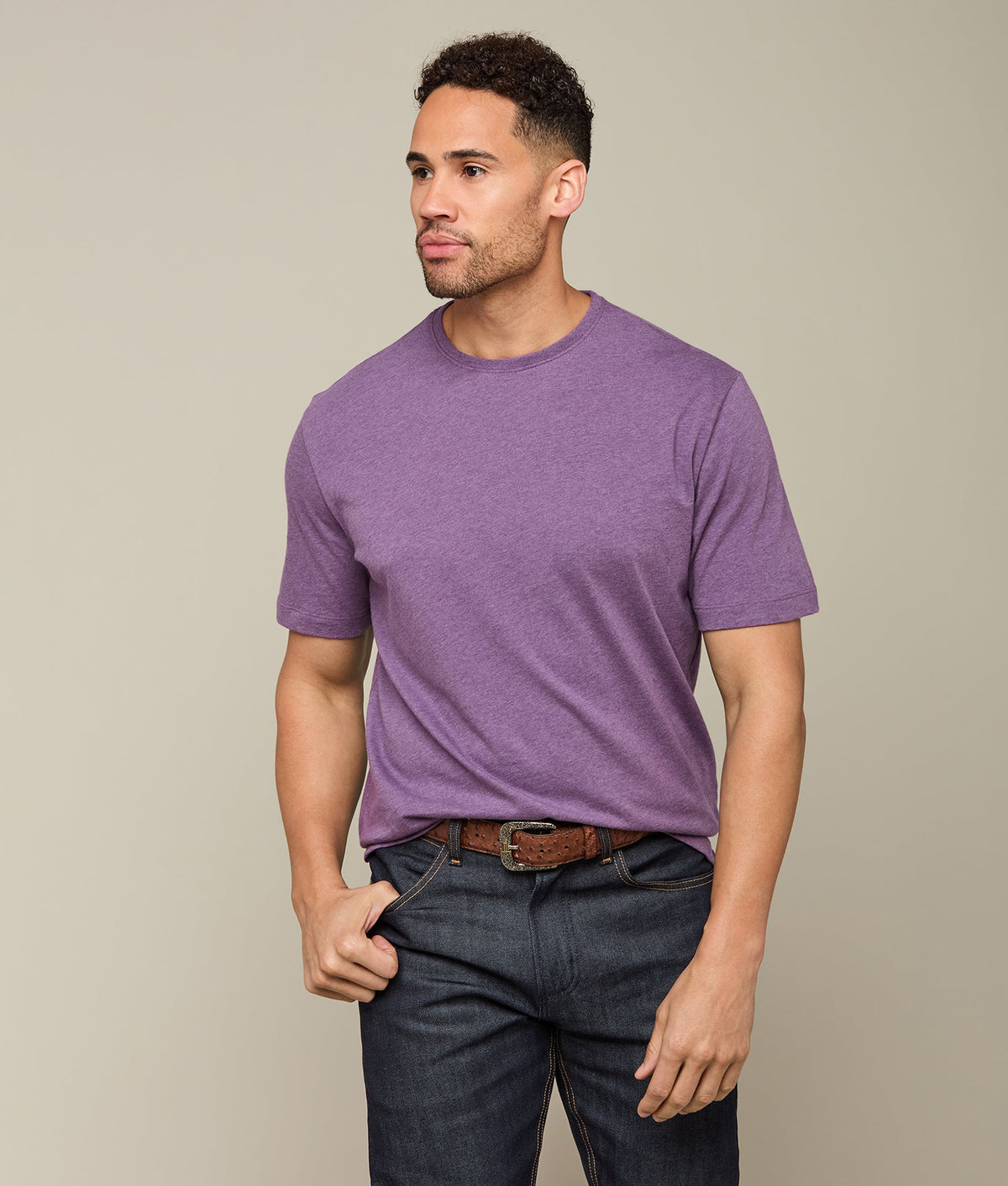 
    Lucchese Pima Cotton Tee :: Purple Melange